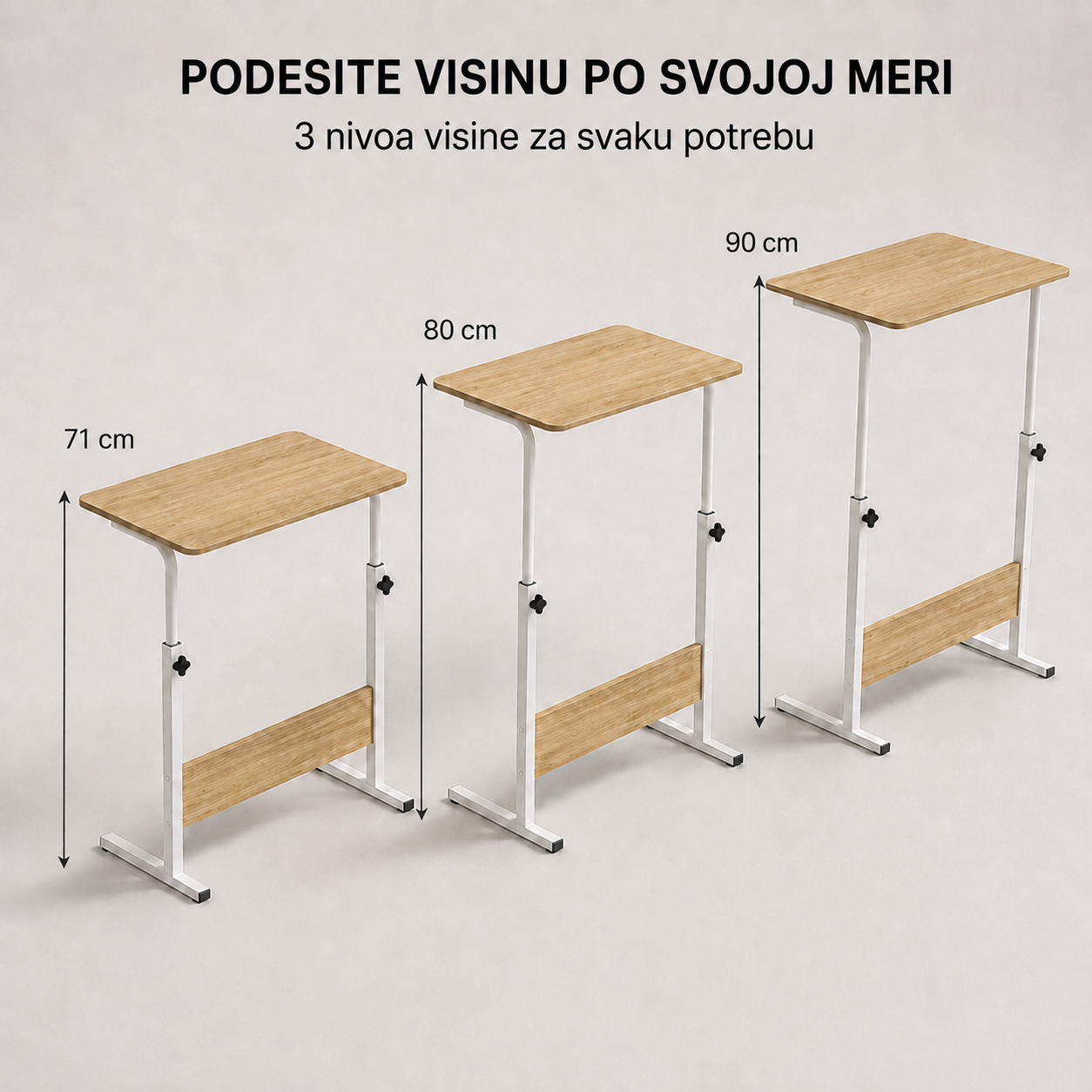 Tri nivoa visine stola: 71, 80 i 90 cm