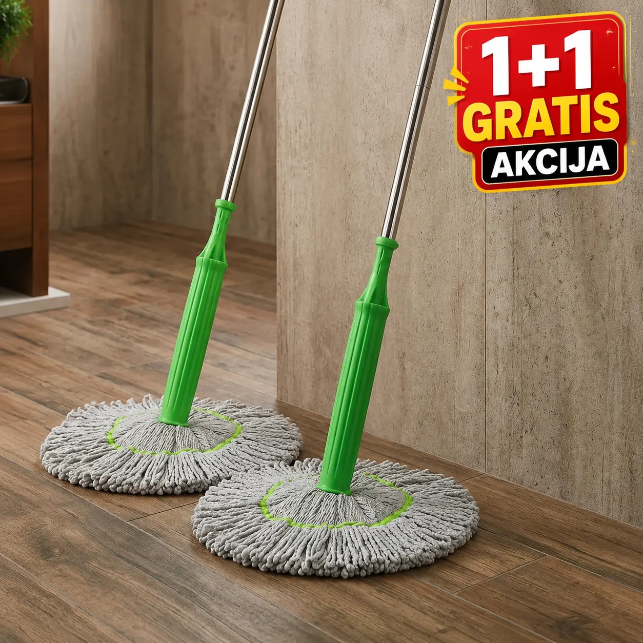 AquaClean mop — 1+1 GRATIS — automatsko ceđenje, ultra-upijajući mikrofiber